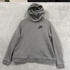 Nike Sportswear Hoodie‎ Women's Medium Fleece Funnel Neck Fleece Sweatshirt Gray